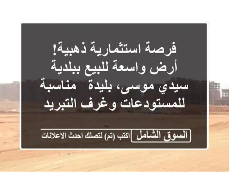 فرصة استثمارية ذهبية! أرض واسعة للبيع ببلدية...