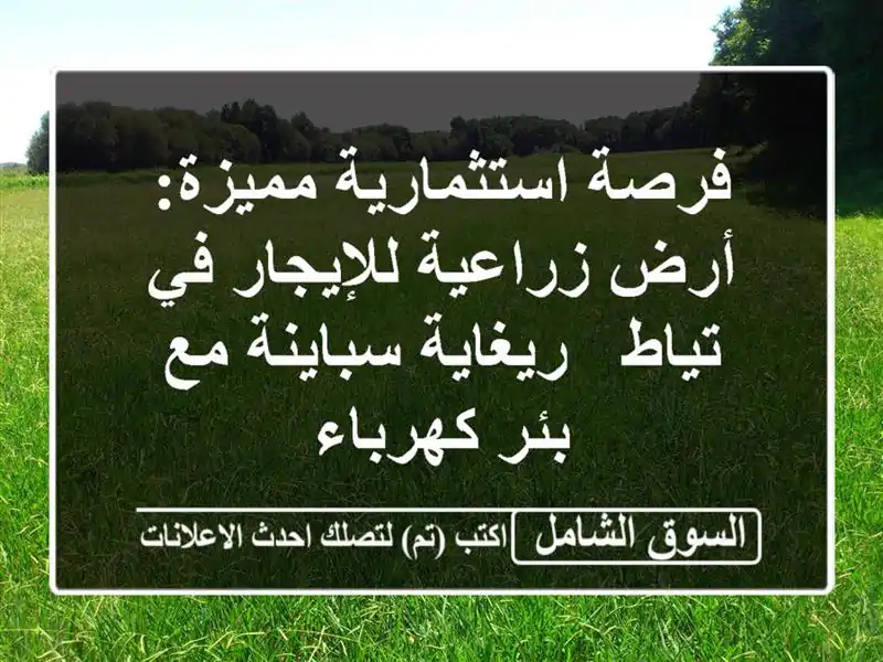 فرصة استثمارية مميزة: أرض زراعية للإيجار في تياط...