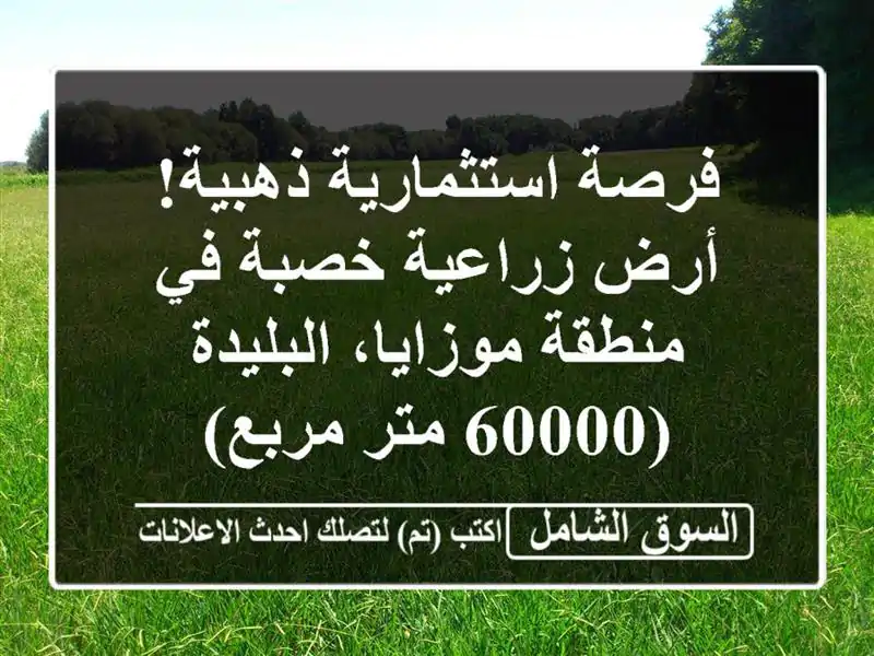 فرصة استثمارية ذهبية! أرض زراعية خصبة في منطقة...