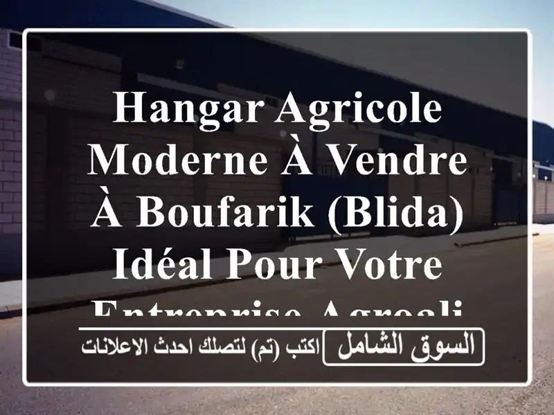 Hangar Agricole Moderne à Vendre à Boufarik (Blida) - Idéal pour votre Entreprise Agroalimentaire