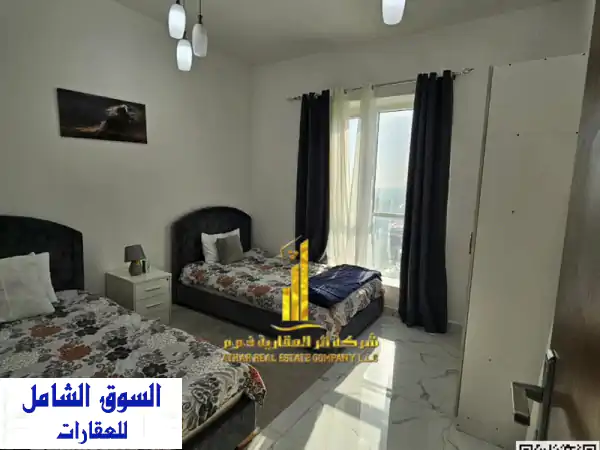 شقة فاخرة غرفتين وصالة في عجمان - الراشدية | إطلالة مميزة وإيجار شامل!