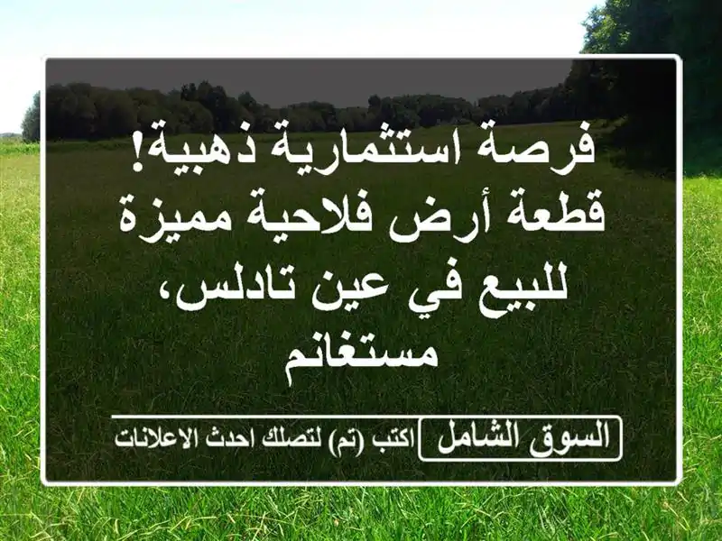 فرصة استثمارية ذهبية! قطعة أرض فلاحية مميزة للبيع...