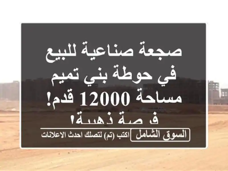 صجعة صناعية للبيع في حوطة بني تميم - مساحة 12000 قدم!...
