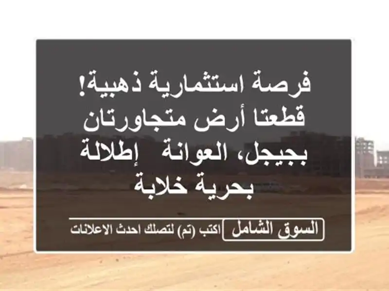 فرصة استثمارية ذهبية! قطعتا أرض متجاورتان...