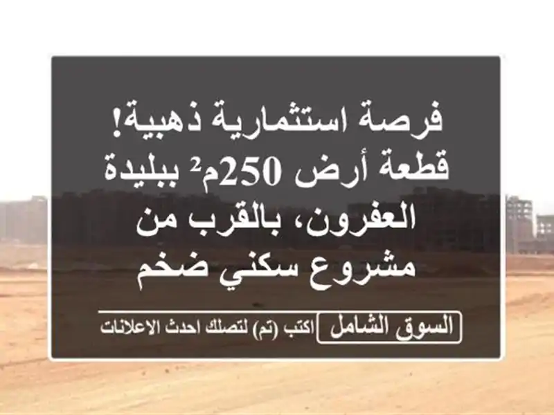 فرصة استثمارية ذهبية! قطعة أرض 250م² ببليدة -...
