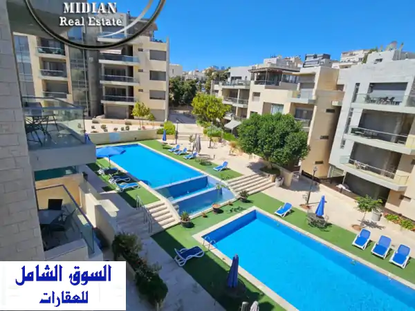 شقة مفروشة فاخرة للإيجار بعبدون 90م | فندقية، مسبح، إطلالة ساحرة (7283)