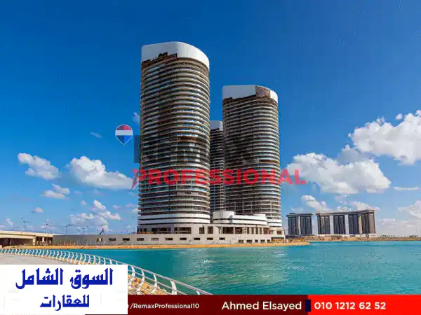 شاليه فاخر للبيع بأبراج العلمين | 115م فيو بحر مباشر...