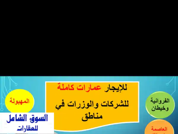 للإيجار: ثلاث عمارات في السالمية، كل عمارة تحتوي على...