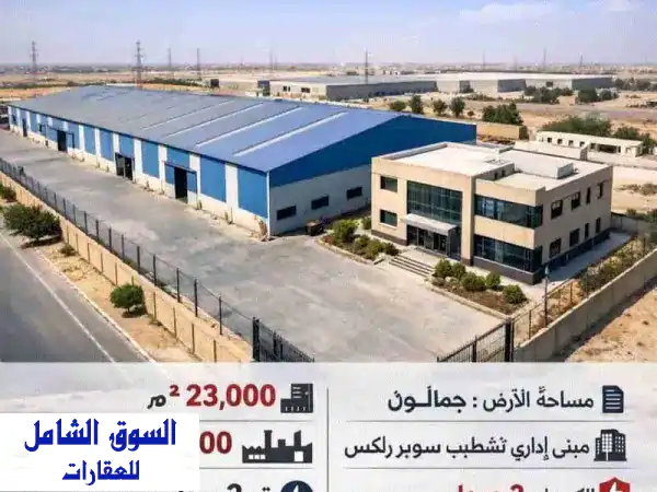 فرصة استثمارية كبرى: مصنع للايجار 22,000 م² (صالة 12,000 م²)...
