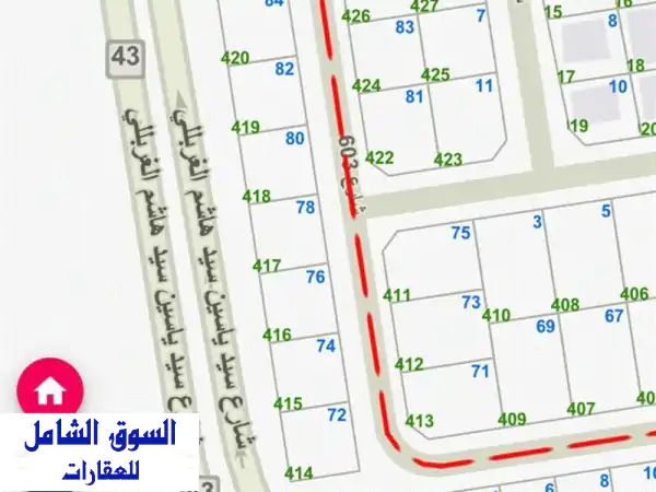 فرصة العمر بالزهراء! أرض 400م بطن وظهر وارتداد على...