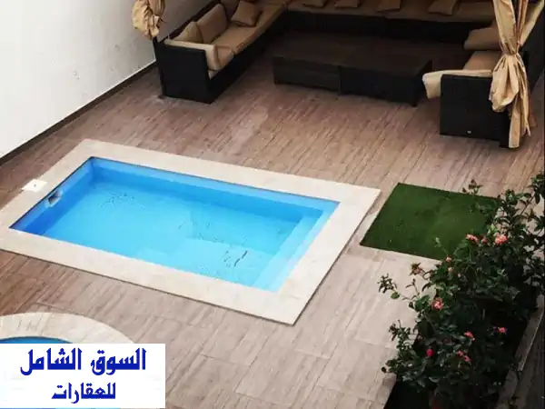 شاليه فندقي فاخر للإيجار بمدينة صباح الأحمد البحرية - صف ثاني، مفروش بالكامل بمسبحين خاصين