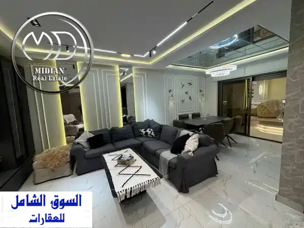 شقة شبه ارضي مفروشة للايجار عبدون مساحة 140 م مع ترس...