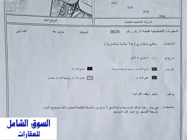أرضين متلاصقات مزيرعة a تملك حر للعرب تصريح سكني فلل موقع مميز قريب من شارع 36 أرضي + طابقين مساحة ...