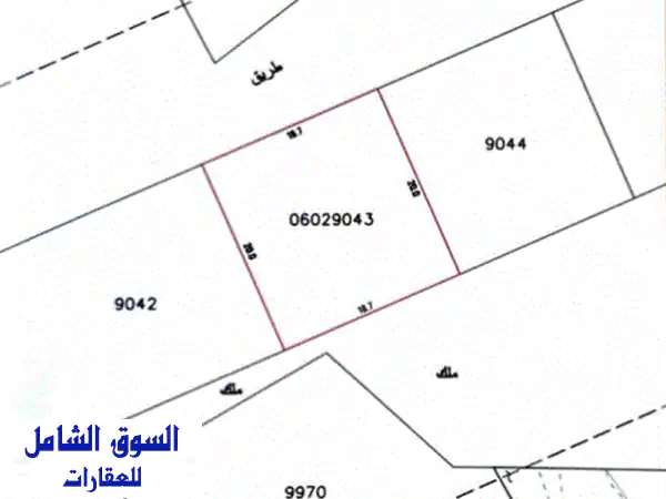 أماكن العقارية للبيع أرض في هورة سند  المساحة 374.2 متر...