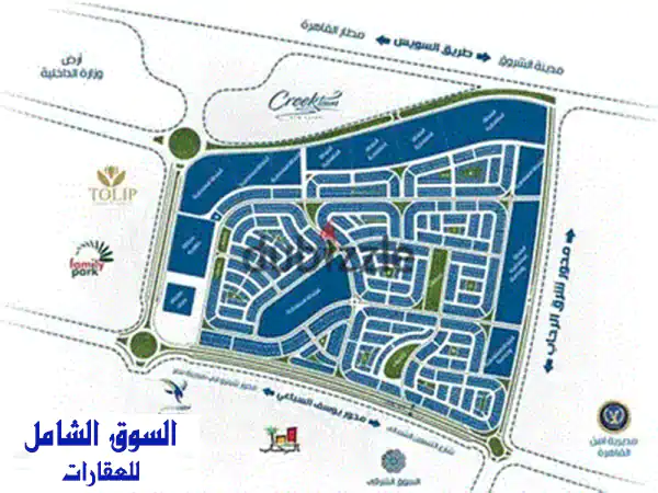 قطعة أرض علي فاصل شارع آتجاهين بحري صريح للبيع  في شمال الرحاب – فرصة استثمارية قوية
