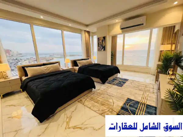 شقة مصيفية على البحر ميامي الاسكندرية فيو بحر بالكامل الشقة فندقية مفروشة للإيجار في الإسكندرية
