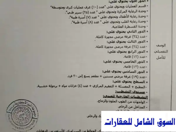 فرصة استثمارية استثنائية: مستشفى متكامل وجاهز...