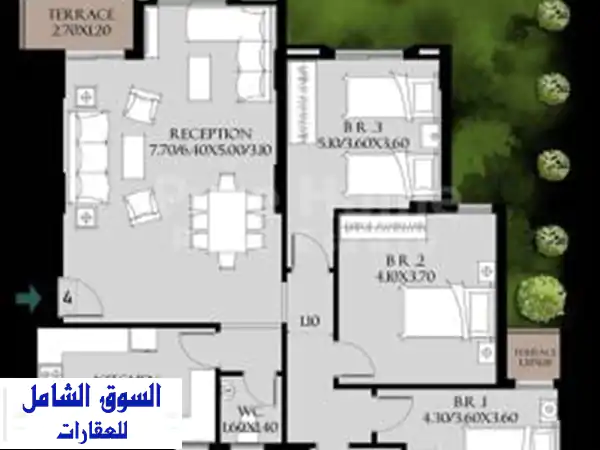 شقة للبيع فاخرة 153م | اليكس ويست الإسكندرية | بجاردن...