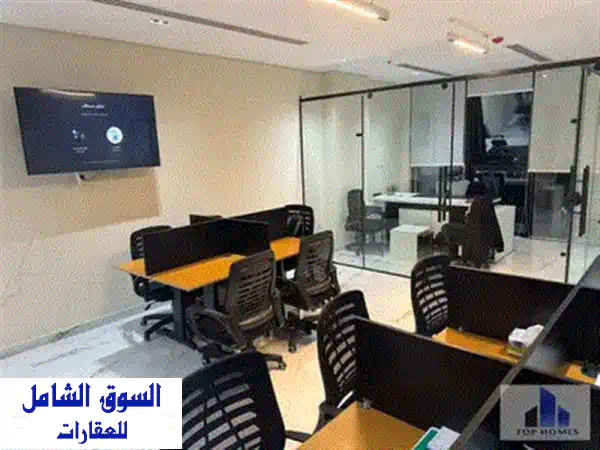 مكتب إداري فاخر للإيجار 65م² - هايد بارك القاهرة الجديدة | تشطيب كامل وتكييفات