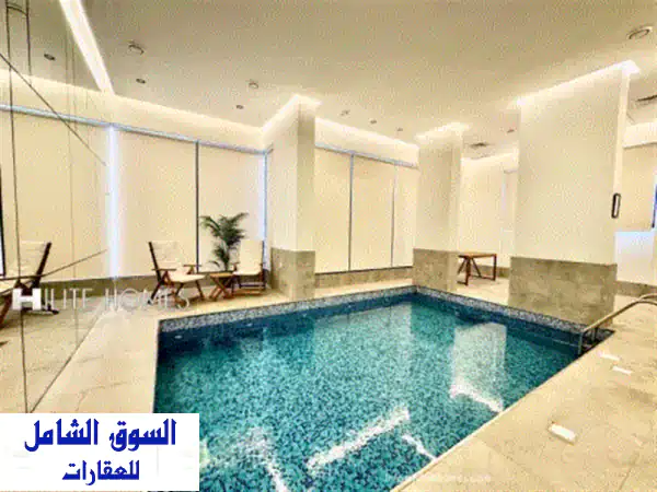 شقة مفروشة فاخرة للايجار بالسالمية | غرفتي نوم | قرب شارع الخليج | 650 د.ك شامل | مسبح وجيم وواي فاي