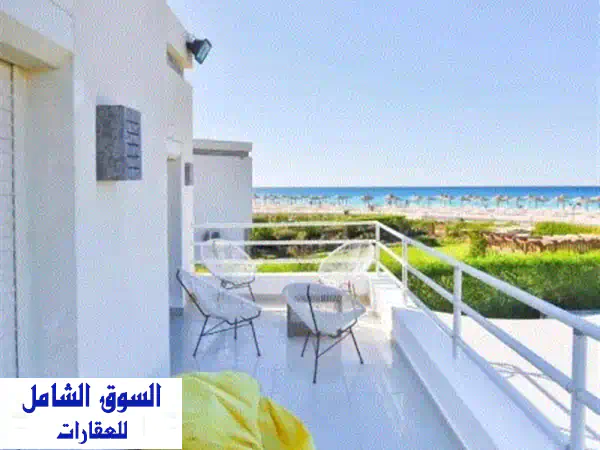 KOUN Ras El Hekma الساحل الشمالي: شاليه 78م للبيع استلام فوري بفيو لاجون ساحر وتقسيط مريح