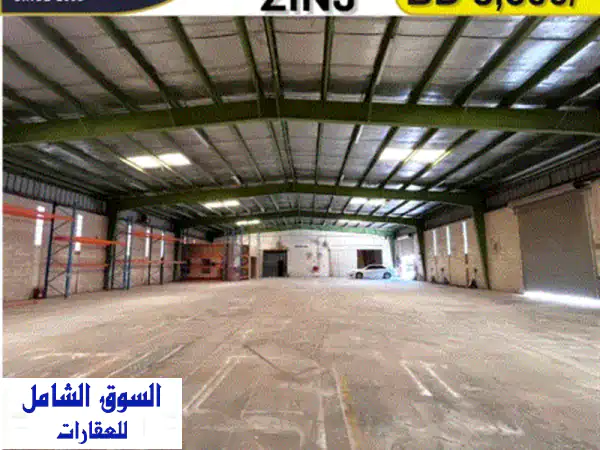 مستودع / متجر للإيجار بالزنج | موقع استراتيجي 1585 م² | طاقة ثلاثية الأطوار | 3500 د.ب