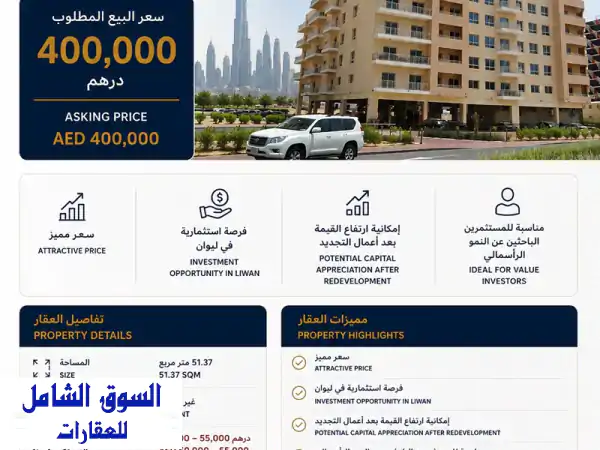 فرصة استثمارية لا تعوض في دبي! شقة فاخرة للبيع...
