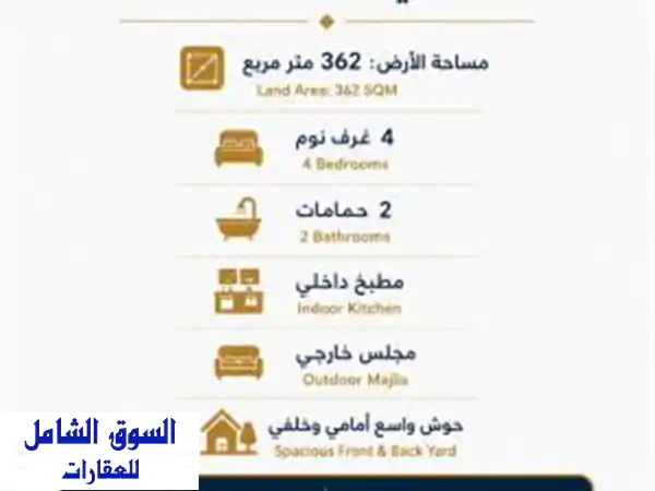 بيت أحلامك للبيع في مدينة حمد - مساحة 362م² | فرصة...