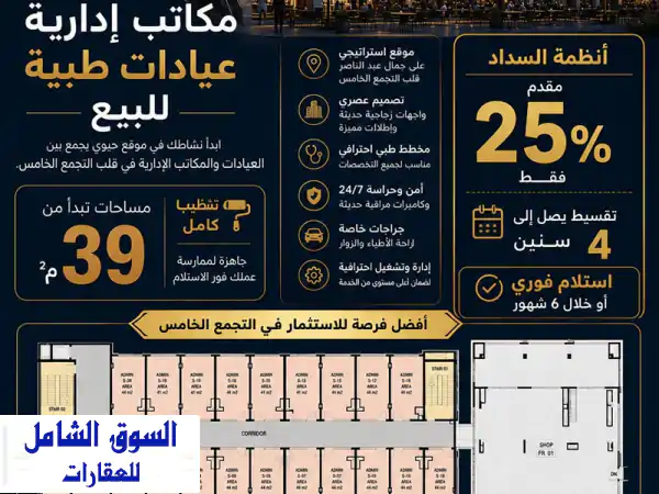 فرصة استثمارية ذهبية: مكتبك الإداري أو عيادتك...