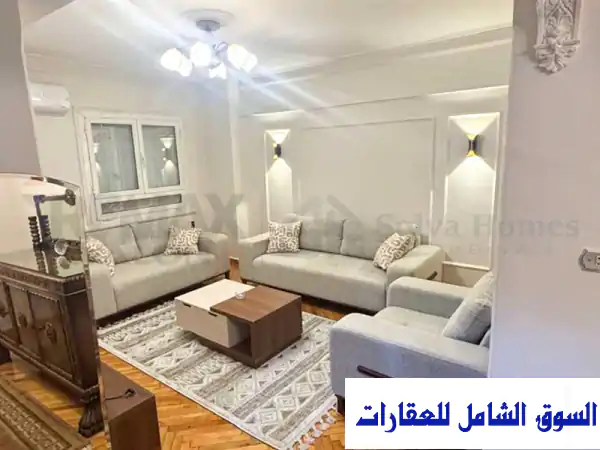 استوديو مفروش فاخر للإيجار في سابا باشا الإسكندرية - 85م² شارع محمد صلاح | موقع حيوي وعدادات كاملة
