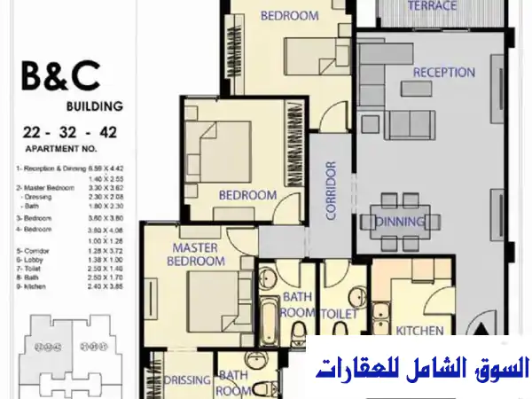 شقة 165 م + حديقة للبيع في العبور الجديدة كمبوند جاردينيا تاون تقسيط 8 سنوات مدينة القليوبية