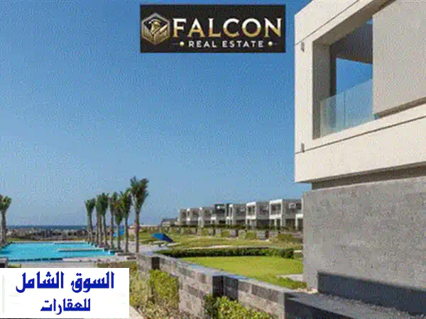 شالية للبيع فيو بانورامي علي البحر متشطب Ultra modern واستلام فوري في لافيستا lavista north coast الساحل الشمالي