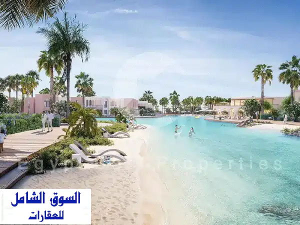 شاليه 3 غرف نوم للبيع فى طرح جديد بحديقه خاصه باطلاله مميزه على البحر بافضل تقسيمه فى اوجامى فى راس الحكمه فى الساحل الشمالى