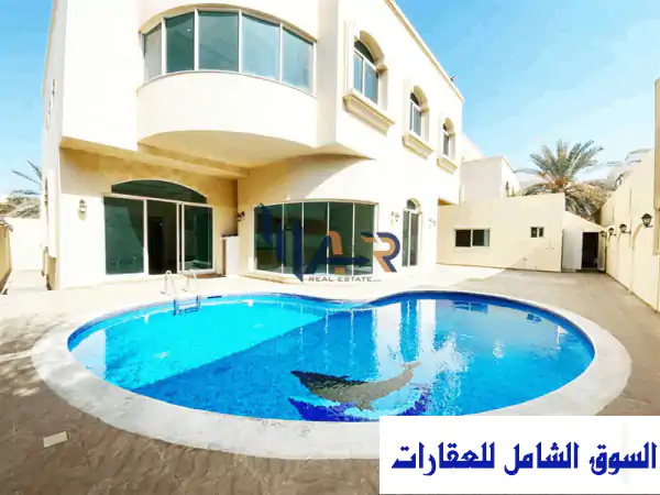 متوفر فيلا للإيجار بمدينة ربدان بين الجسرين مستقلة مسبح ديكورات في أبو ظبي