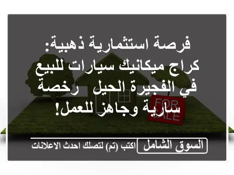 فرصة استثمارية ذهبية: كراج ميكانيك سيارات للبيع...