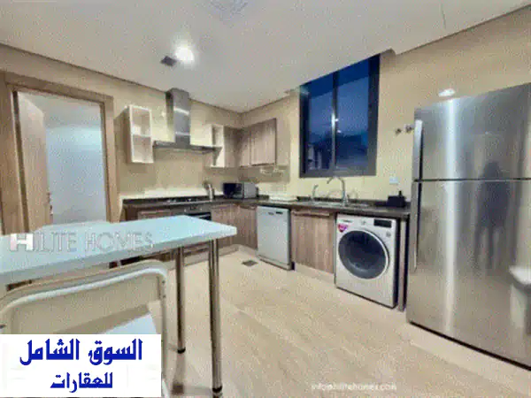 شقة مفروشة مكونة من غرفتي نوم مع اطلالة على البحر في السالمية، مع بلكونه، مسبح، صالة رياضية، موقف ...