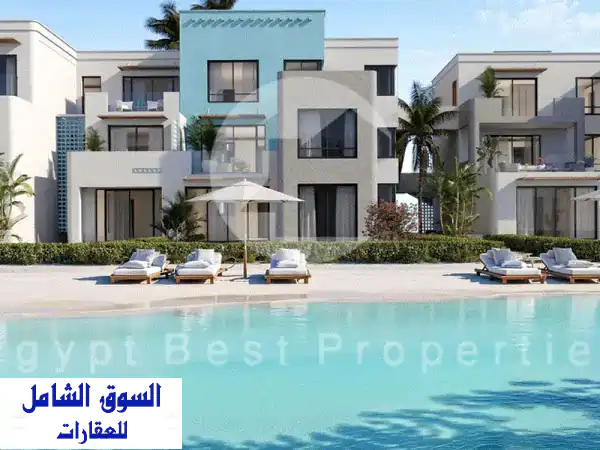 شاليه 2 غرف نوم للبيع فى موقع مميز باطلاله لاجون بافضل تقسيمه واطول فتره سداد تصل الى 8 سنين فى بيت البحر فى سيدي حنيش فى الساحل الشمالى