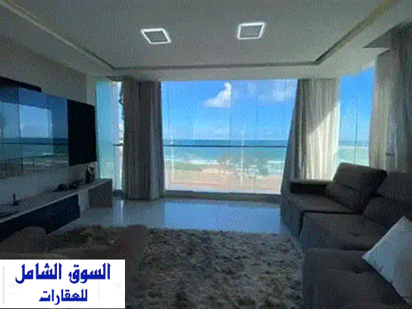شاليه متشطب بالكامل فيو البحر بمشروع سي شور بالساحل الشمالي 2