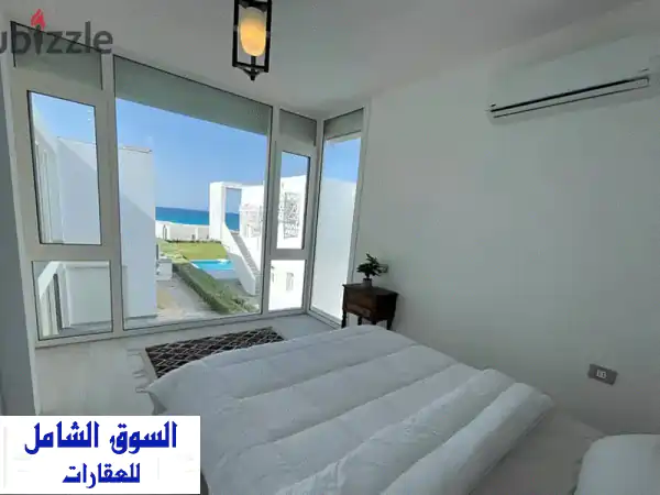 شاليه متشطب بالكامل فيو البحر بمشروع سي شور بالساحل الشمالي