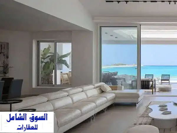 شاليه للبيع ديزاين luxuryتشطيب خيالي صف اول علي البحر فيو بانورامي ع البحر+ الشاليه تريبل فيو pool+land scap +sea بجوار فوكا بايلافيستاكالي كوستسيا