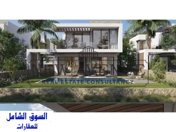 توين هاوس  للبيع صف أول على اللاجون في أزها الساحل الشمالي Azha North Coast رأس الحكمة من شركة مدار Madaar