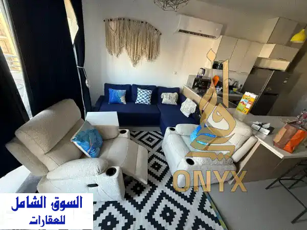 شاليه 106 م للبيع ريسيل استلام فوري باقل من سعر السوق بغرفتين نوم في مارينا مراسي بالساحل الشمالي Marassi Marina in North Coast