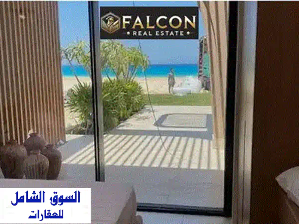 صف اول بحر بسعر لقطه متشطب بالكامل ع المفتاح في مارينا5 الساحل الشمالي  قبل لسان الوزراء marina5  بجوار فندق Rixos دقائق من مراسي 2