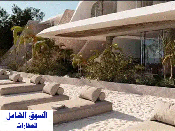 فرصة استثمارية مميزة  شاليه 112 م + روف 92 م متشطب بالكامل  للبيع داخل Azha North Coast مرحلة Naosii الساحل الشمالي  2 غرف 3